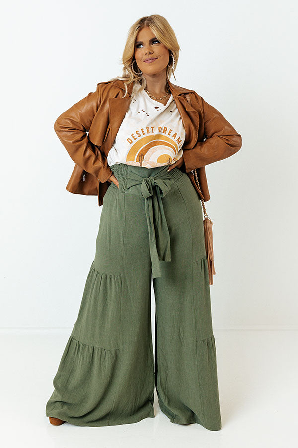 The Letha High Waist Pants In Olive Curves Image - 1