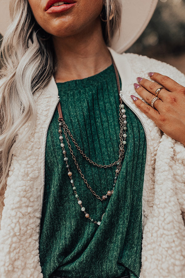 Casual Chats Semi Precious Layered Necklace in Green Image - 1