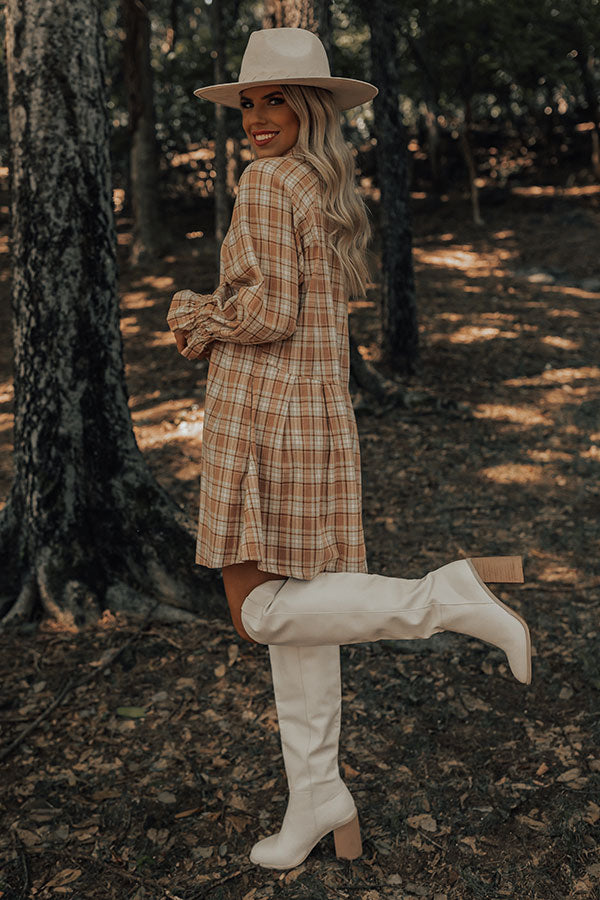 Lattes And Love Flannel Dress In Latte Image - 5