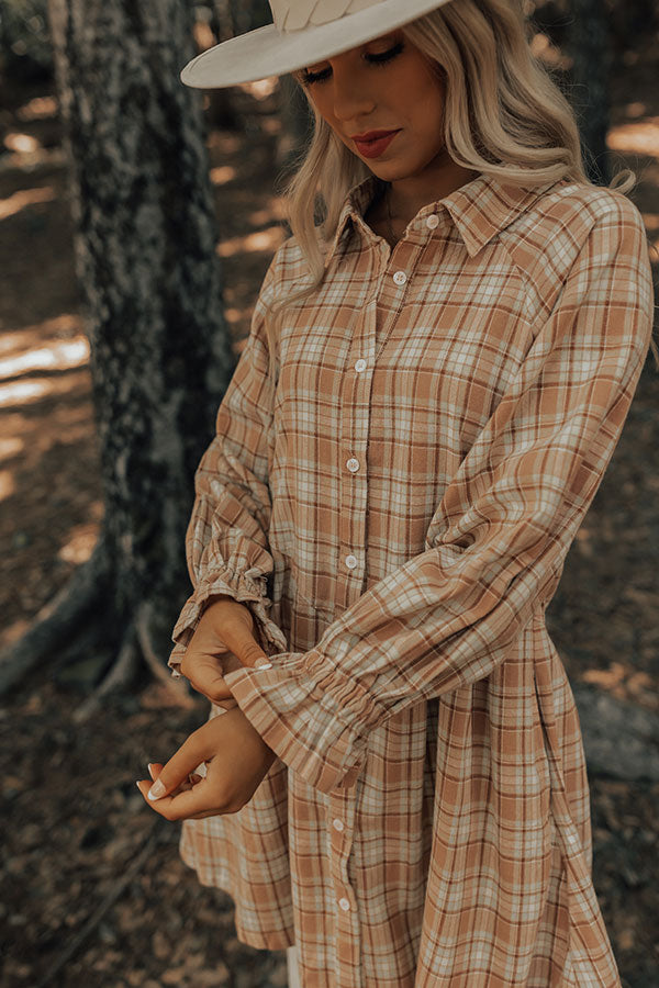 Lattes And Love Flannel Dress In Latte Image - 4
