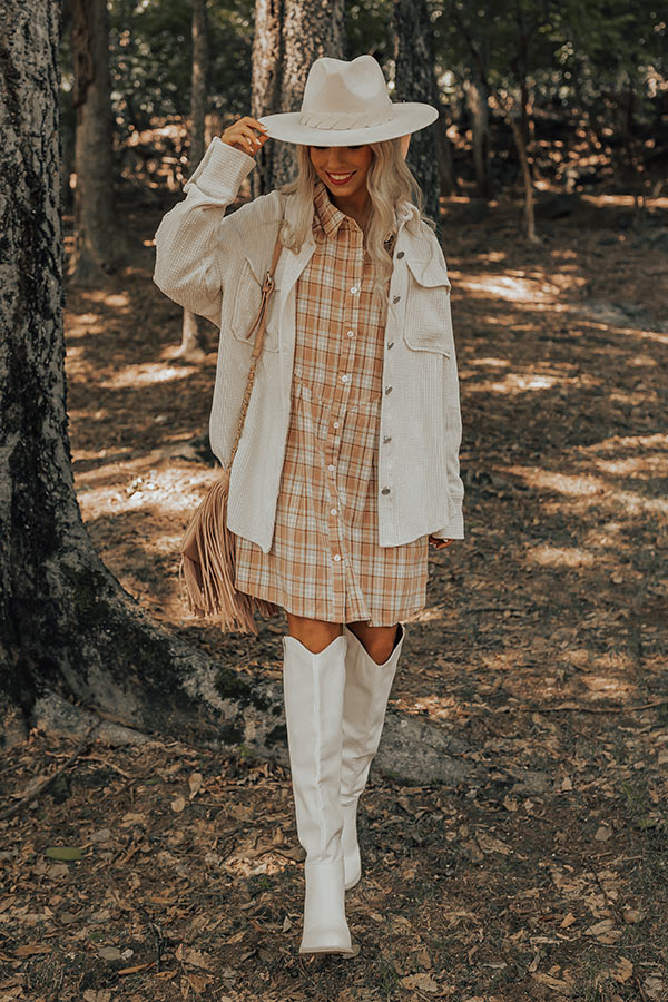 Lattes And Love Flannel Dress In Latte Image - 3