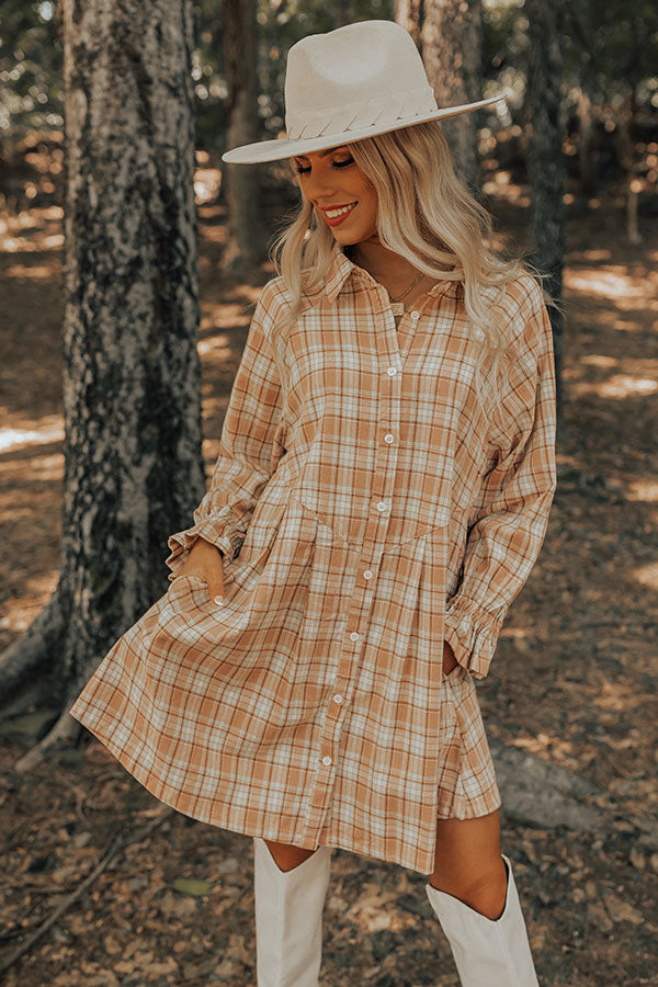 Lattes And Love Flannel Dress In Latte Image - 2