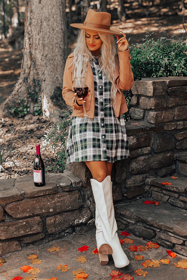 Lattes And Love Flannel Dress In Green Image - 2