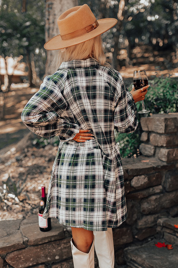 Lattes And Love Flannel Dress In Green Image - 5
