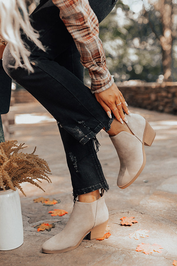 The Shawn Faux Leather Bootie In Taupe Image - 1