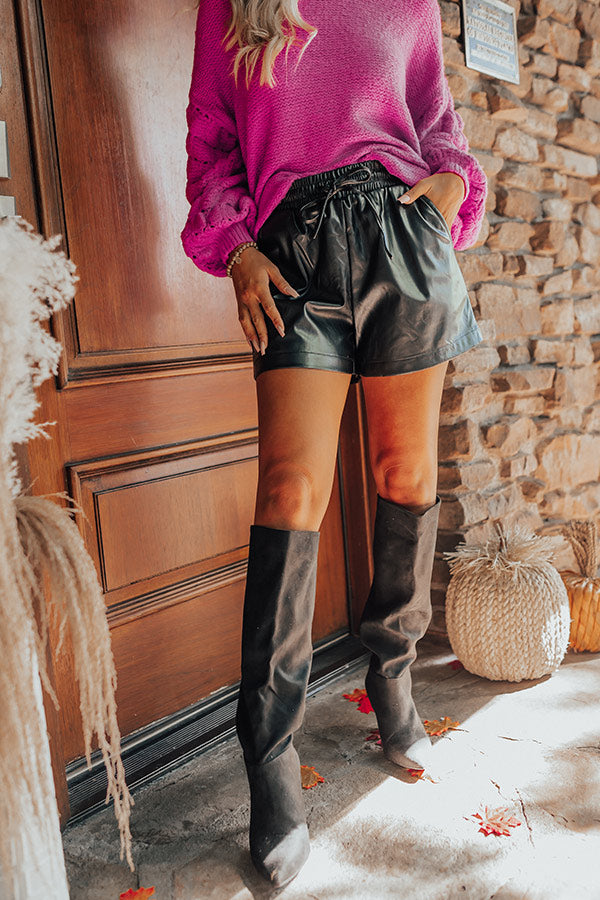 The Gibby High Waist Faux Leather Shorts In Black Image - 1