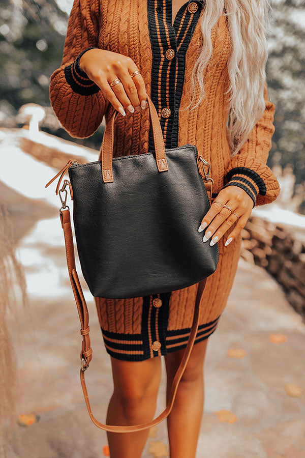 Come Pick Me Up Faux Leather Crossbody In Black Image - 1