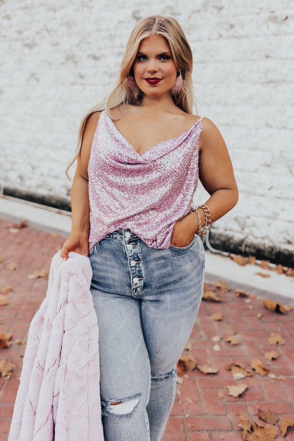 Light The Way Sequin Tank In Blush Curves Image - 1