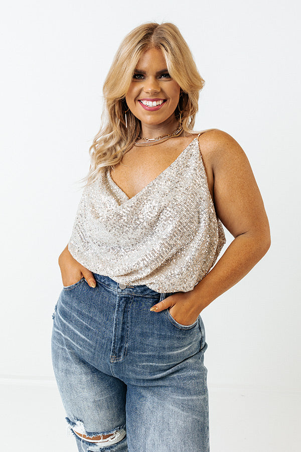 Light The Way Sequin Tank In Champagne Curves Image - 1