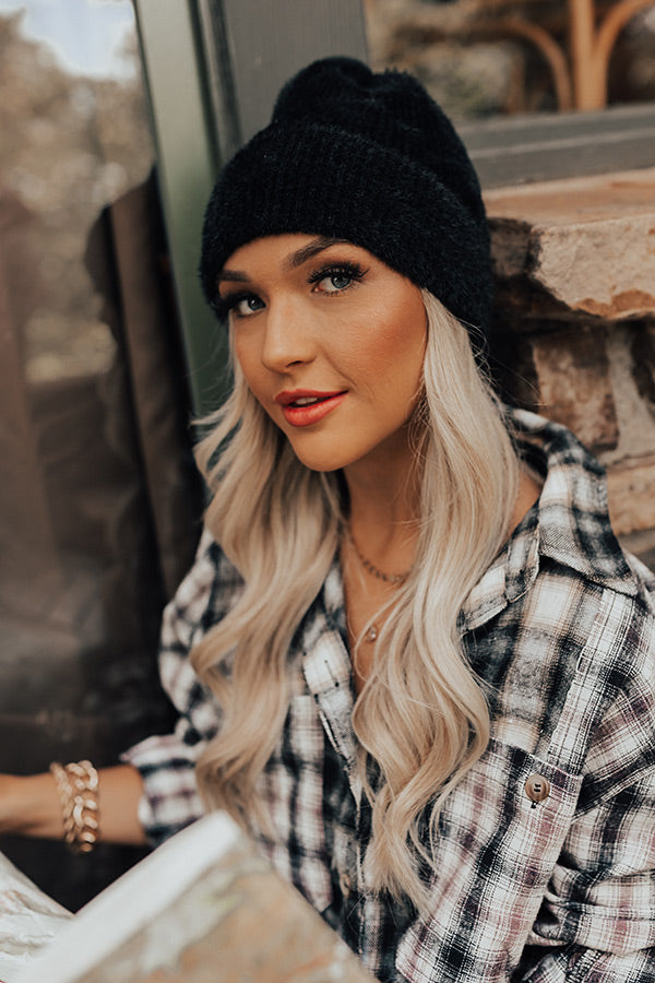 Cold Brew Eyelash Knit Beanie In Black Image - 2
