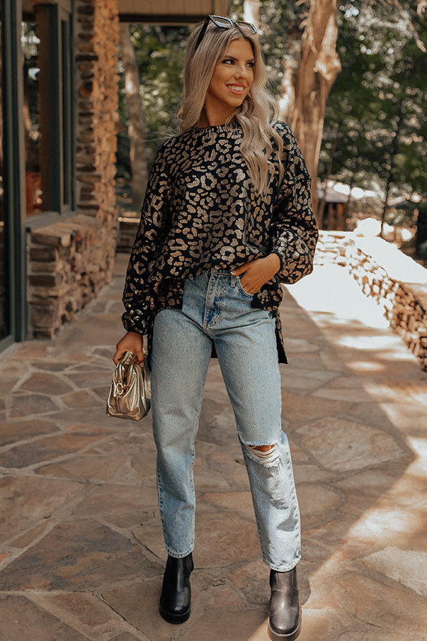 Cozy Conditions Leopard Sweater In Black