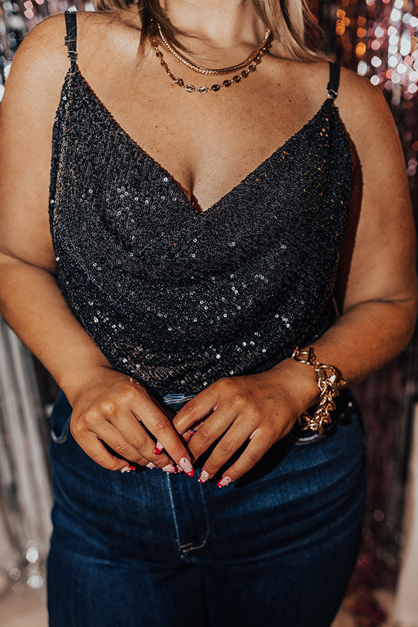 Light The Way Sequin Tank In Black Curves Image - 4