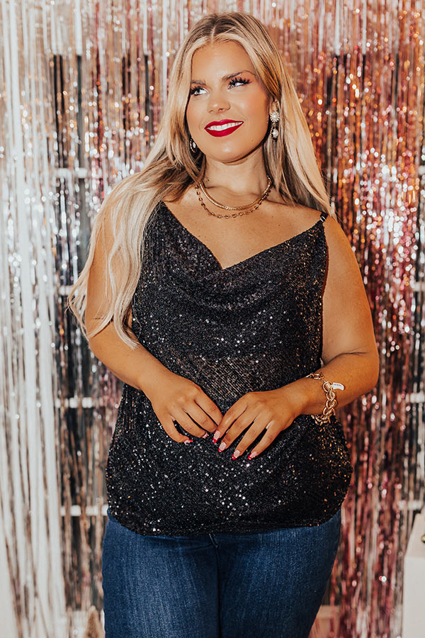 Light The Way Sequin Tank In Black Curves Image - 2