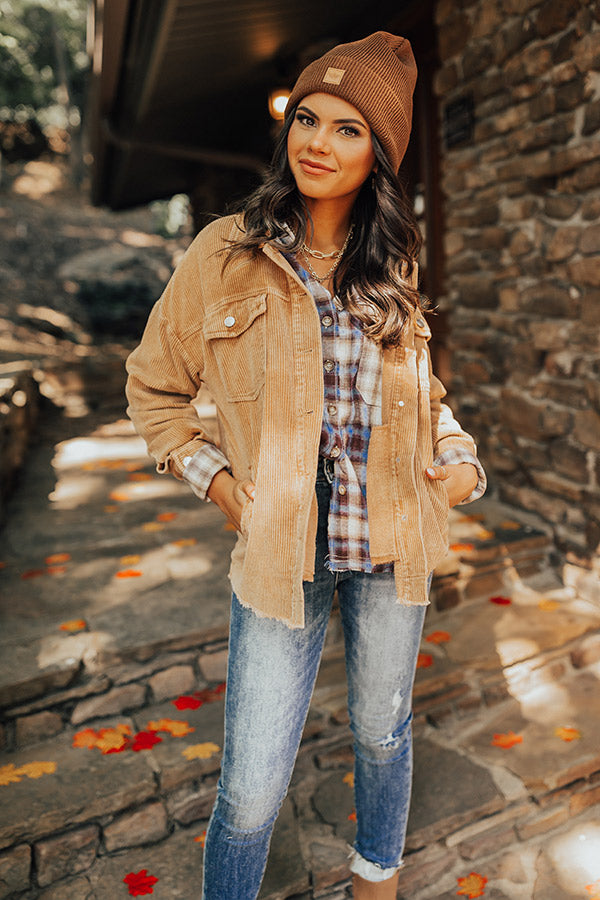 Coffee And Casual Corduroy Jacket Image - 5