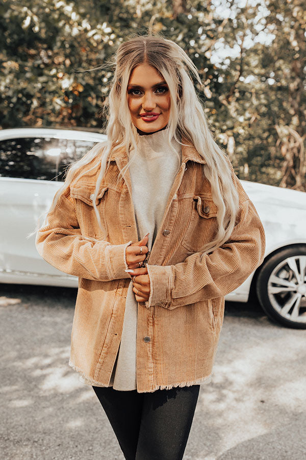 Coffee And Casual Corduroy Jacket Image - 4