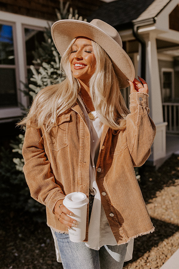 Coffee And Casual Corduroy Jacket Image - 1