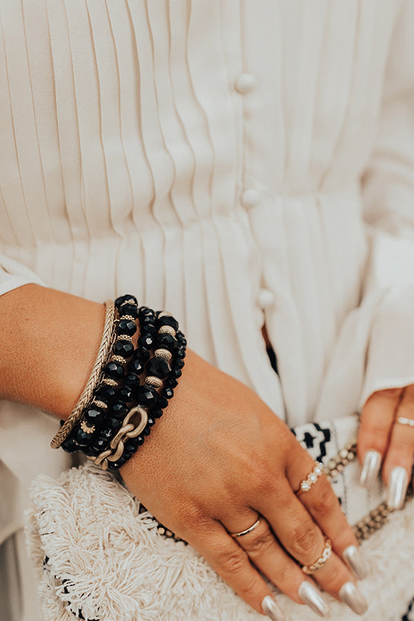Daily Affirmations Bracelet Set In Black Image - 2