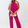 Chat With Me Jumpsuit In Fuchsia Image - 1