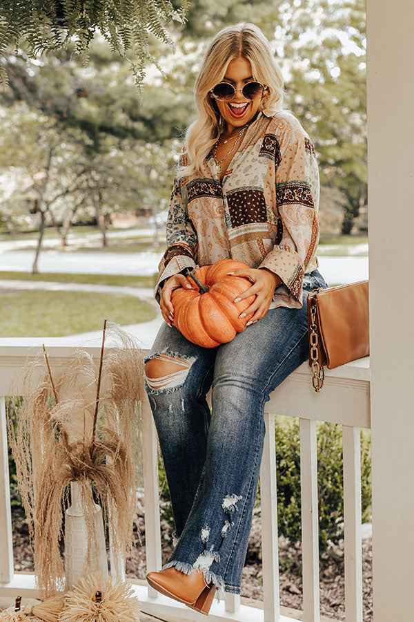 Risen The Fleetwood High Waist Distressed Flare In Dark Wash Curves Image - 2