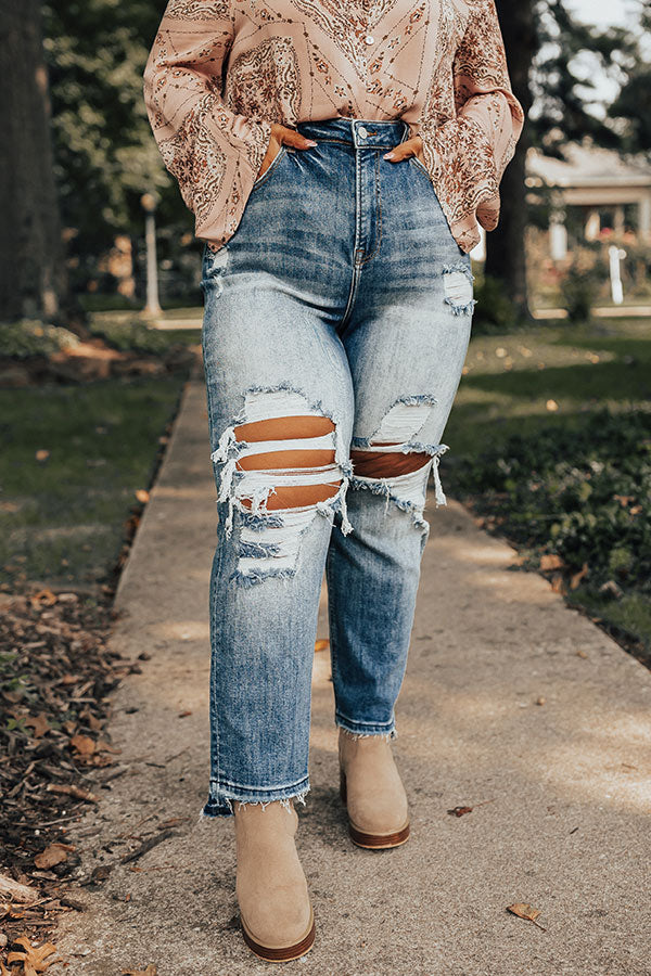 Risen The Moss High Waist Distressed Jean Curves Image - 2