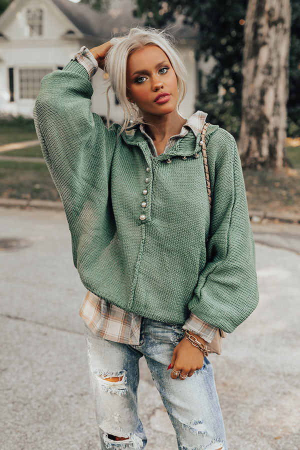 Apple Picking Pretty Knit Sweater In Green Image - 1