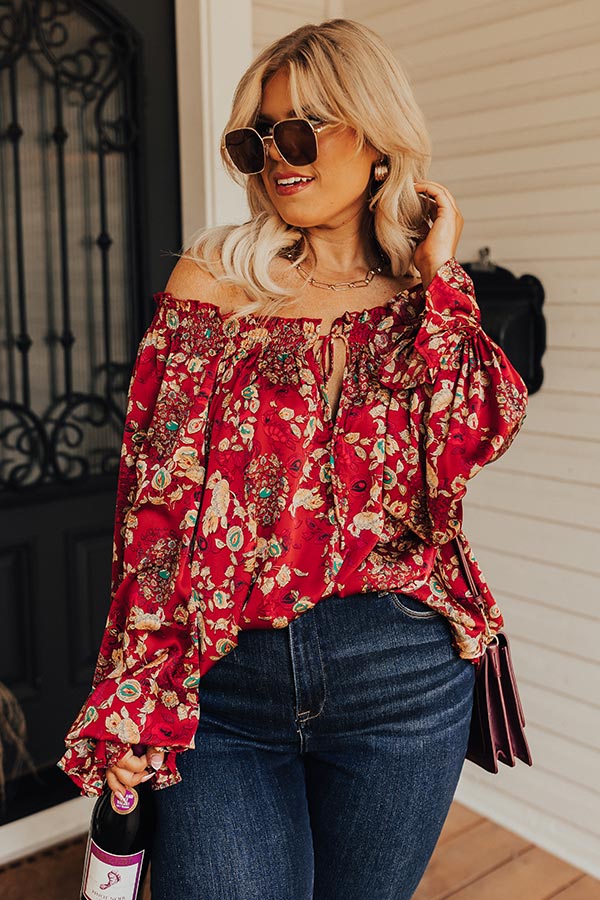 Moody Vibes Shift Top In Wine Curves