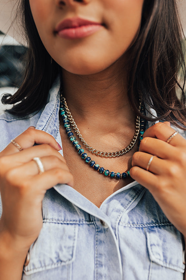 Kendra Scott Rebecca Gold Multi Strand Necklace in Bronze Veined Lapis Turquoise Magnesite Image - 2