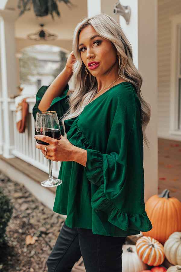 Time To Dance Ruffle Top in Hunter Green Image - 3