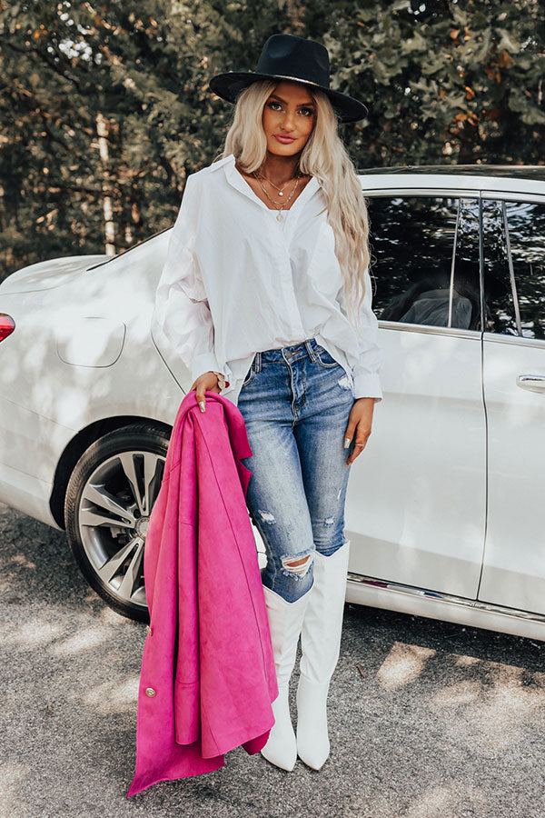 Better Than Busy Button Up Top In White