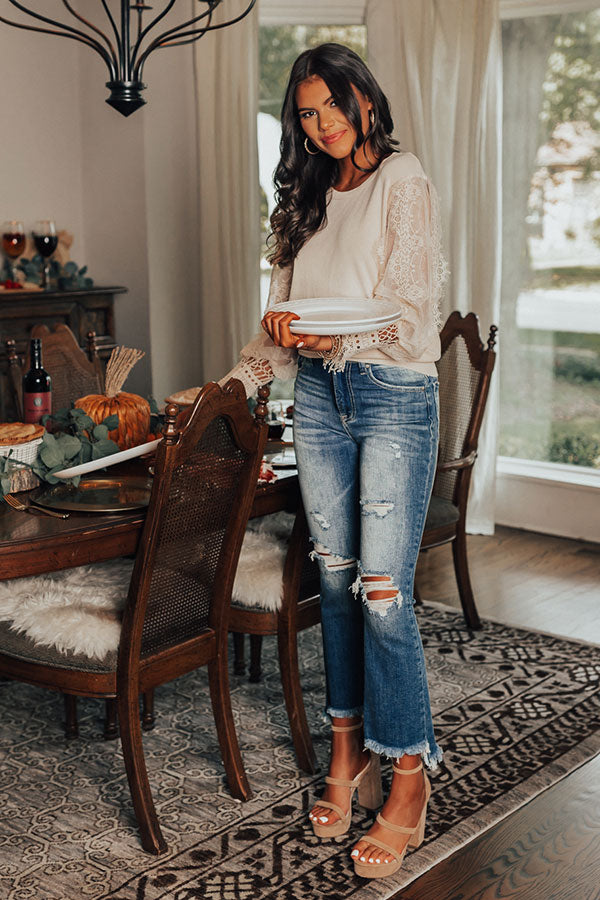 Take A Chance On Love Lace Top In Champagne Image - 2