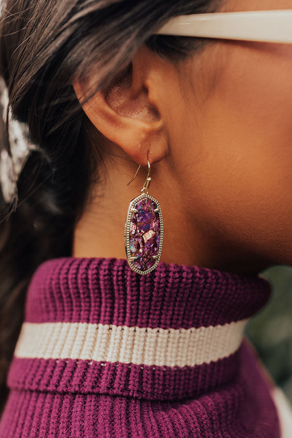 Kendra Scott Elle Gold Drop Earrings in Veined Purple Turquoise Image - 2