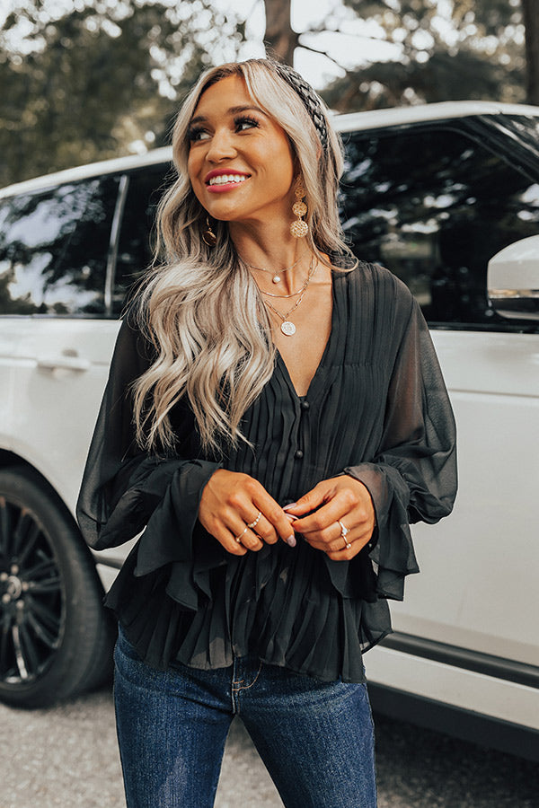 My Only Love Pleated Top In Black