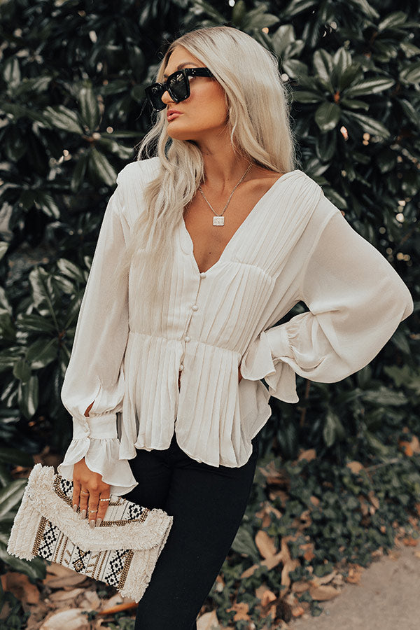 My Only Love Pleated Top In Cream