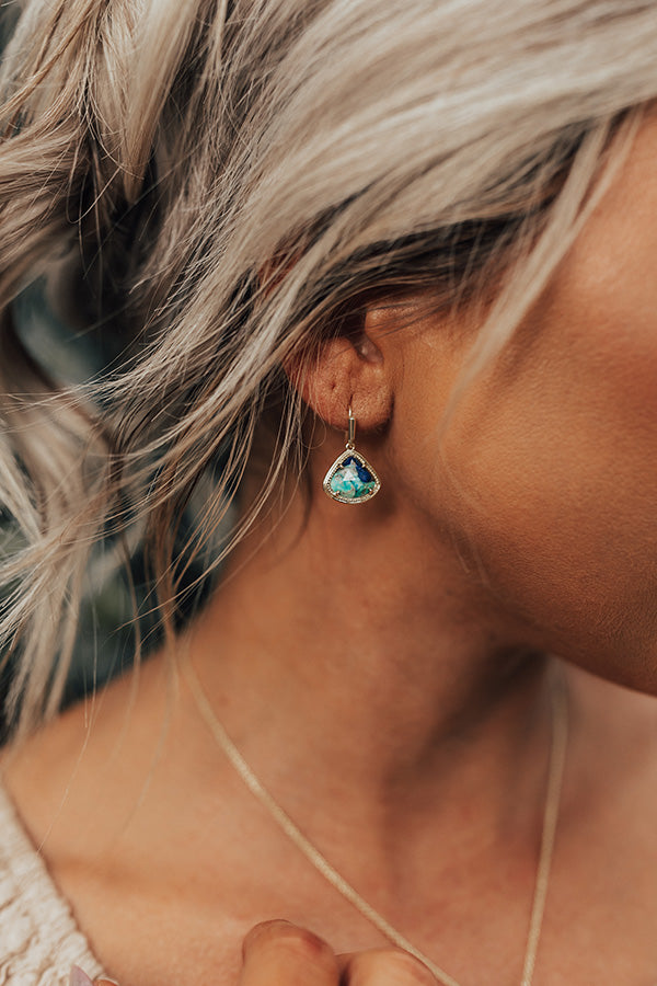 Kendra Scott Kendall Gold Drop Earrings in Bronze Veined Lapis Turquoise Magnesite Image - 1