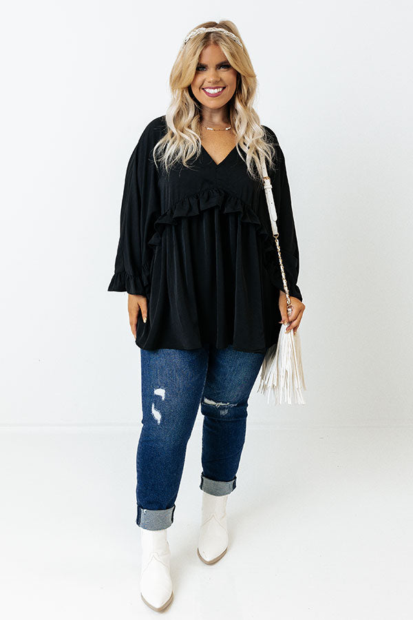 Time To Dance Ruffle Top In Black Curves Image - 2