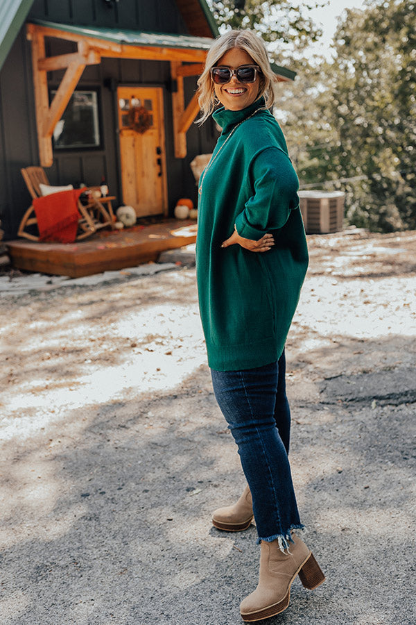 Lodge Getaway Tunic Sweater In Hunter Green Curves Image - 3