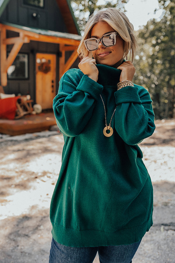 Lodge Getaway Tunic Sweater In Hunter Green Curves Image - 2