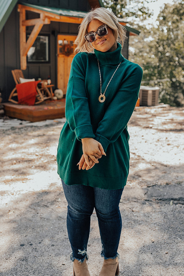 Lodge Getaway Tunic Sweater In Hunter Green Curves Image - 5