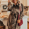 Coffee Shop Meetup Faux Suede Dress In Dark Martini Olive Curves Image - 1
