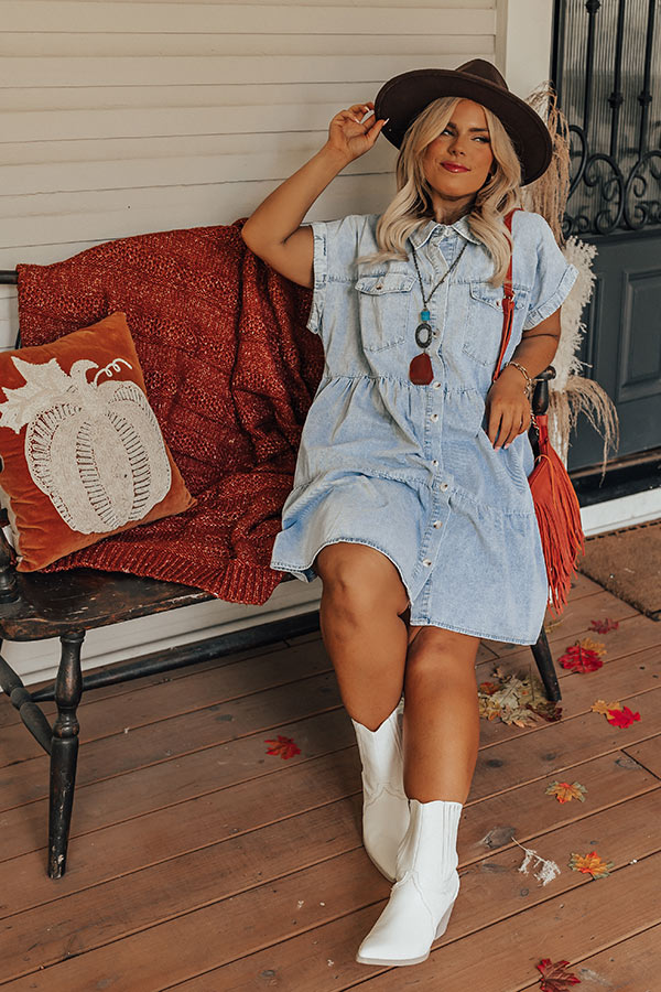 Genuine Reaction Denim Dress In Light Wash Curves Image - 2