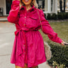 Coffee Shop Meetup Faux Suede Dress In Rose Curves Image - 1