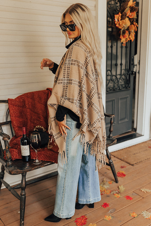 Cozy In Montauk Plaid Poncho Image - 3