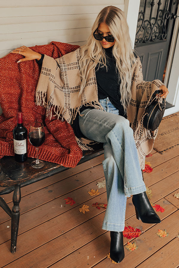 Cozy In Montauk Plaid Poncho Image - 1