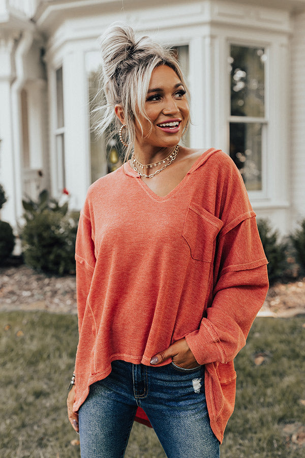 Cocoa Casual Waffle Knit Shift Top In Scarlet Image - 1