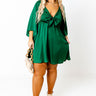 Sweetest Secret Front Tie Dress In Hunter Green Curves Image - 1