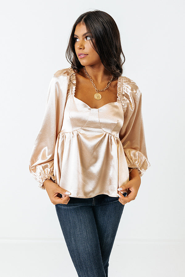 Genuine Reaction Babydoll Top In Champagne Image - 1