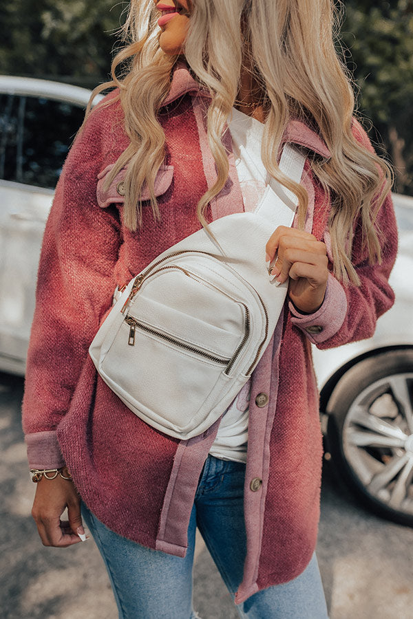Highway Home Faux Leather Sling Backpack In White