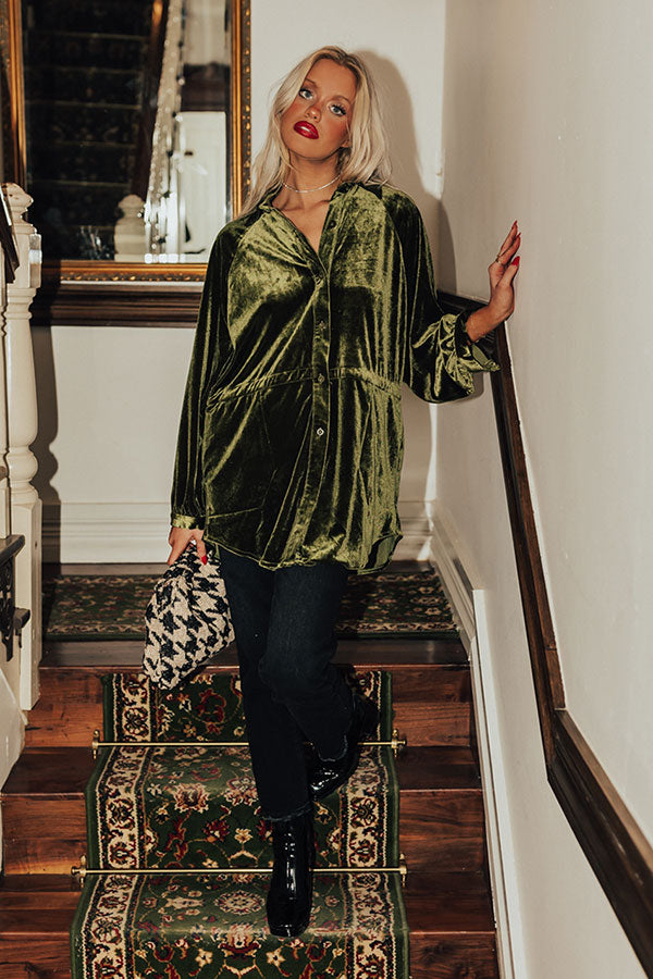 Apple Cider Sips Velvet Top In Olive Image - 2