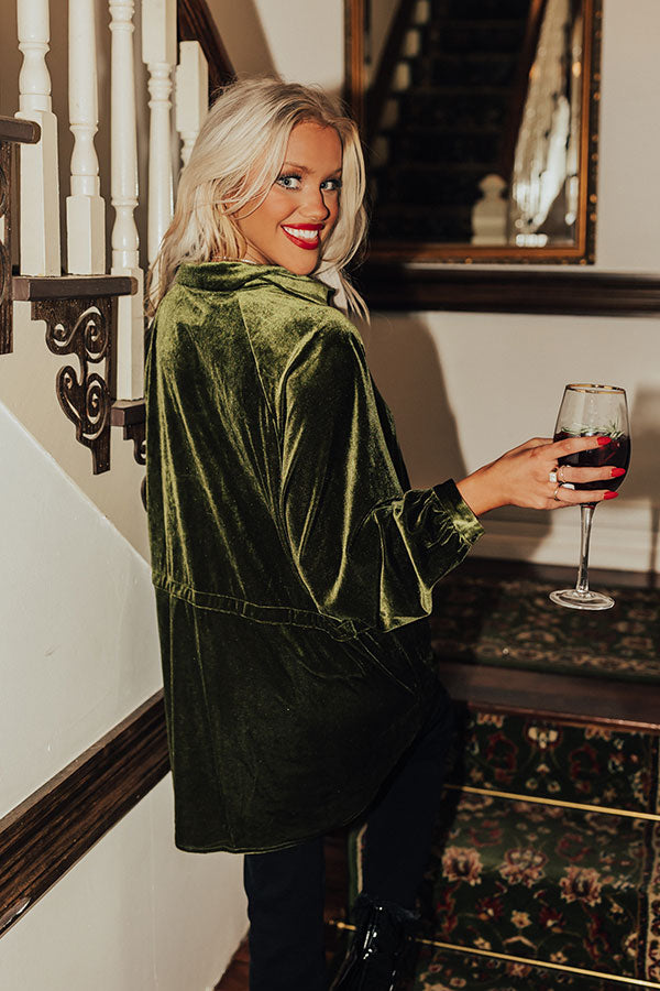 Apple Cider Sips Velvet Top In Olive Image - 5