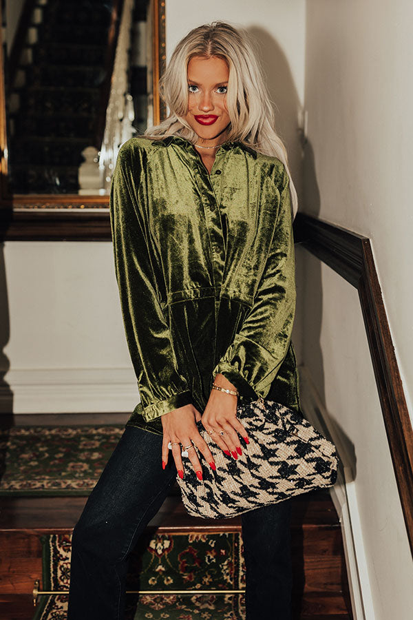 Apple Cider Sips Velvet Top In Olive Image - 1